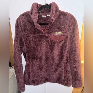 Llbean Plum Sherpa 1/4 button